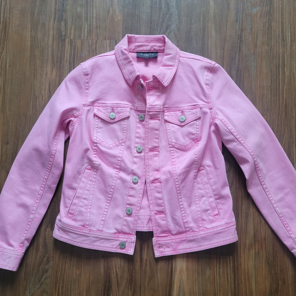 Talbots Pink Denim Jacket; Size Women's Petite